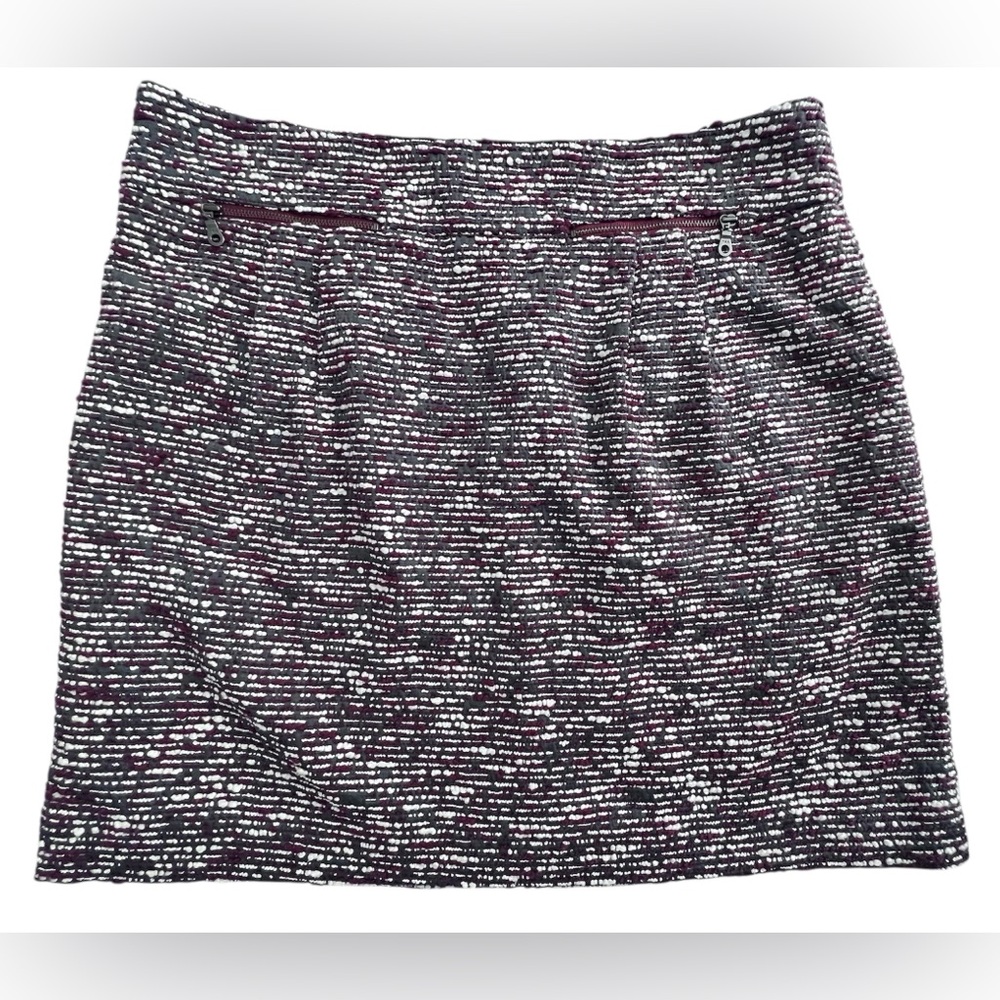 LOFT Purple, Black and White Textured Woven Skirt, Size 12P